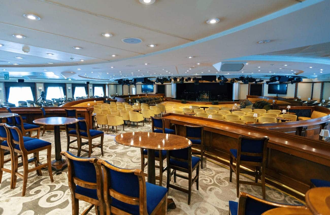 Cabaret Lounge with stage, tables and theatre seating