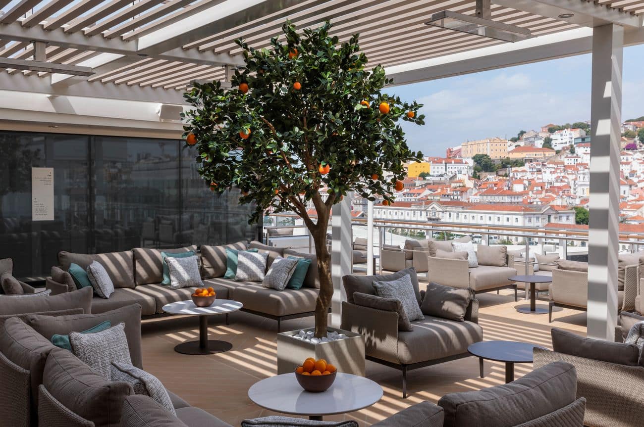 Orange Garden outdoor lounge aboard Silver Ray overlooking Lisbon