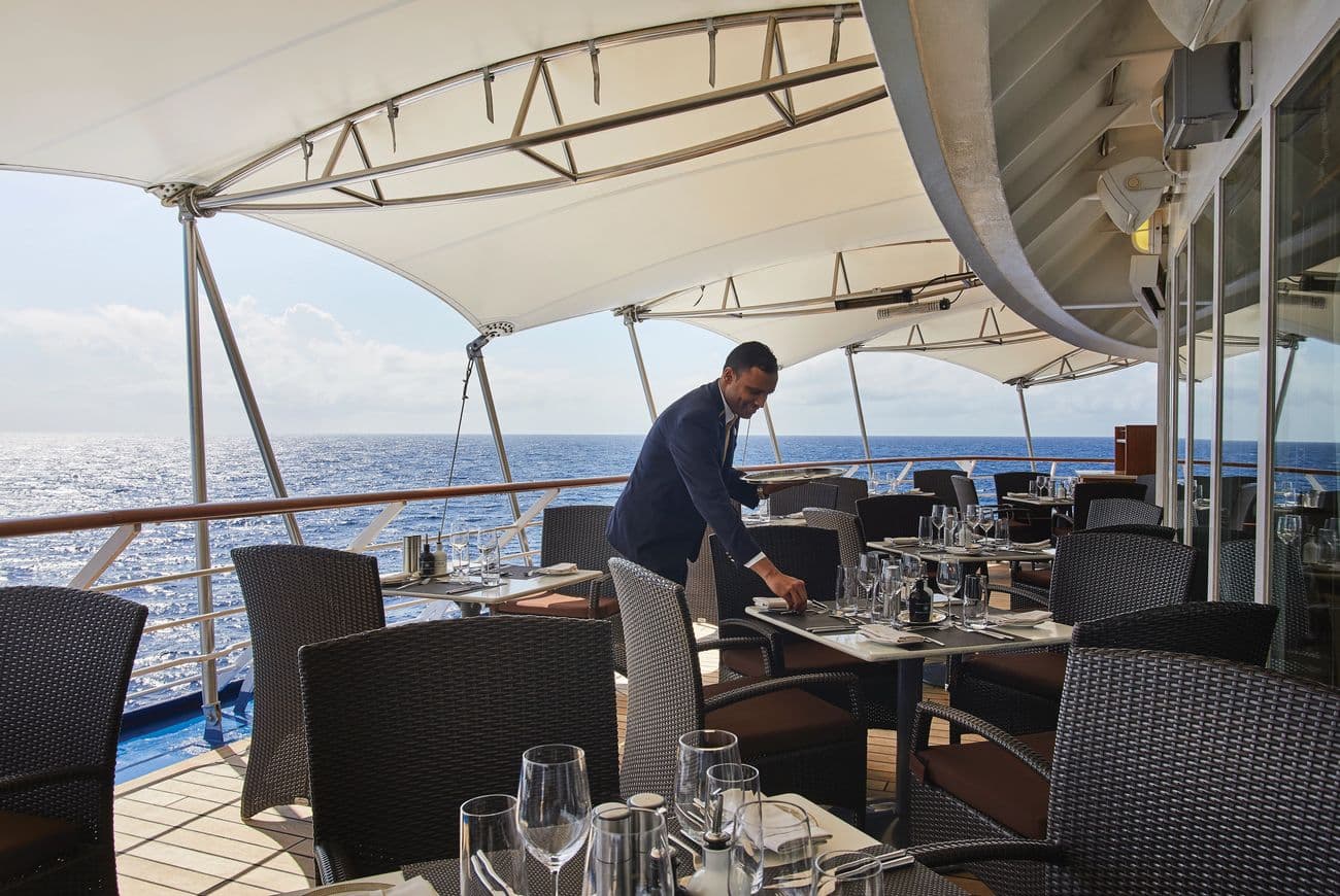 Outdoor dining area at La Terrazza aboard Silver Wind