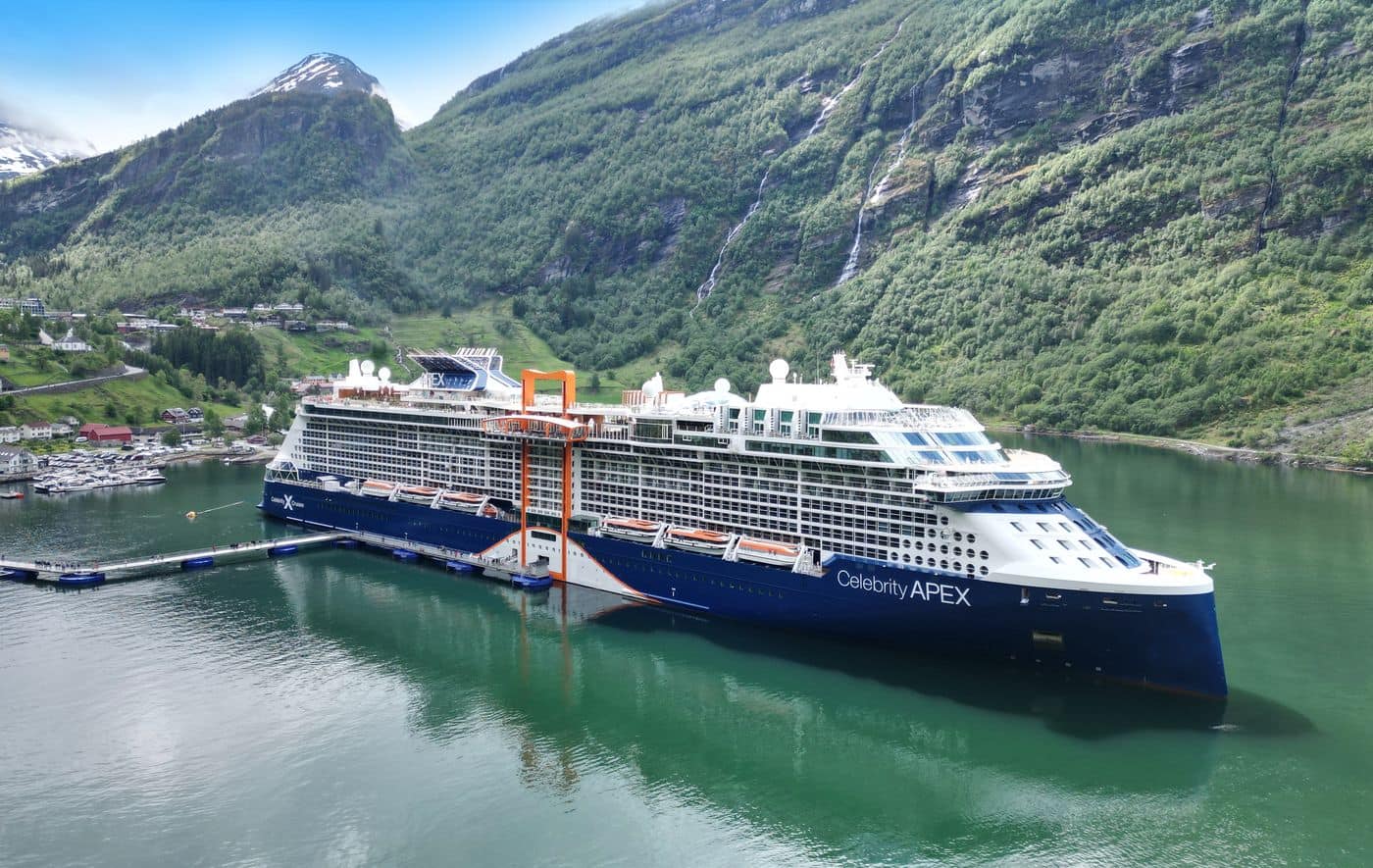 Celebrity vessel docked in Norway fjord