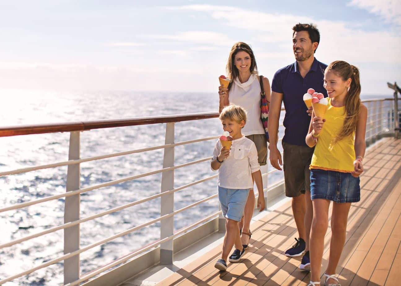 Family walking on Diadema open deck