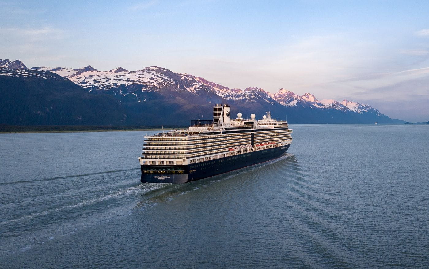 Holland America Line Nieuw Amsterdam sailing near Haines