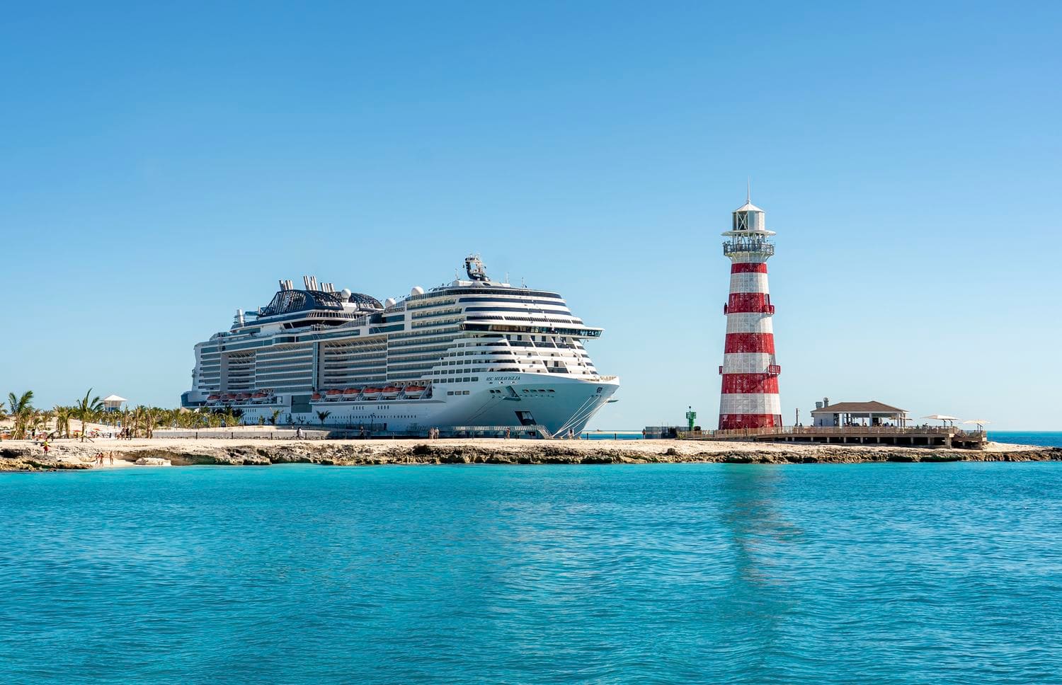 MSC Meraviglia at Ocean Cay lighthouse