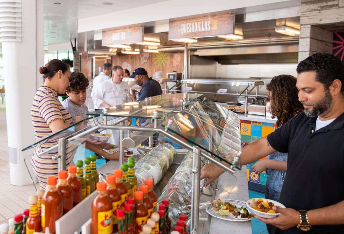 Guests enjoying tacos at El Loco Fresh on Navigator of the Seas