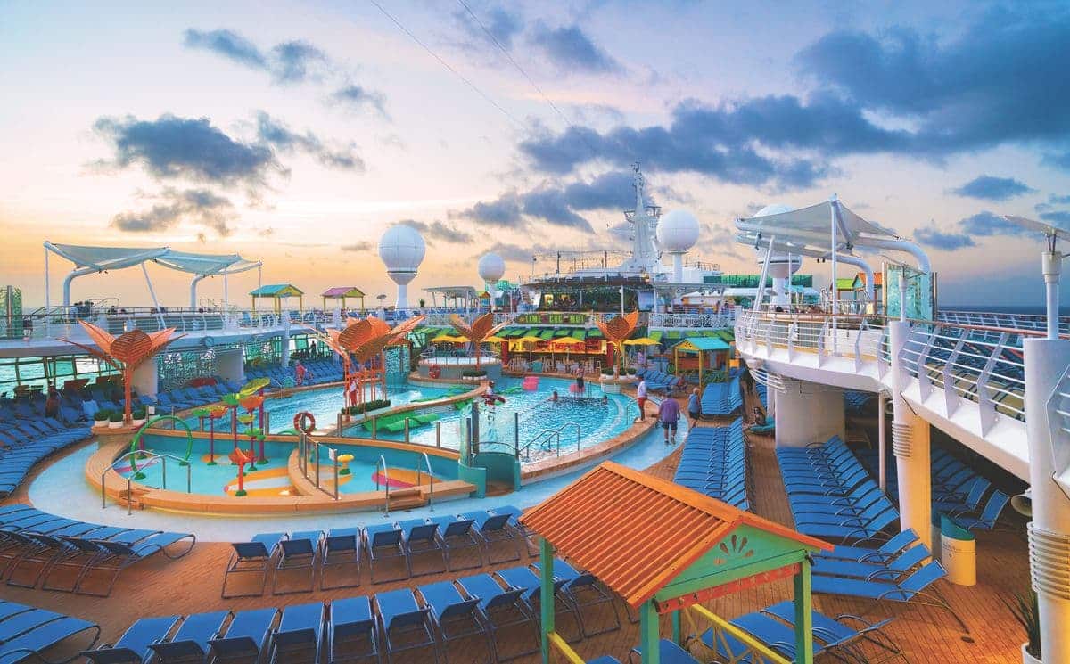 Pool deck on Navigator of the Seas at sunset