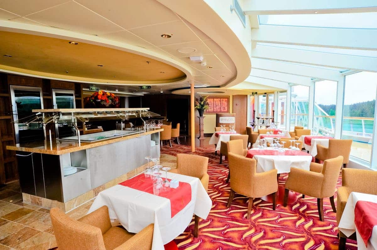 Samba Grill steakhouse with ocean views on Royal Caribbean’s Radiance of the Seas