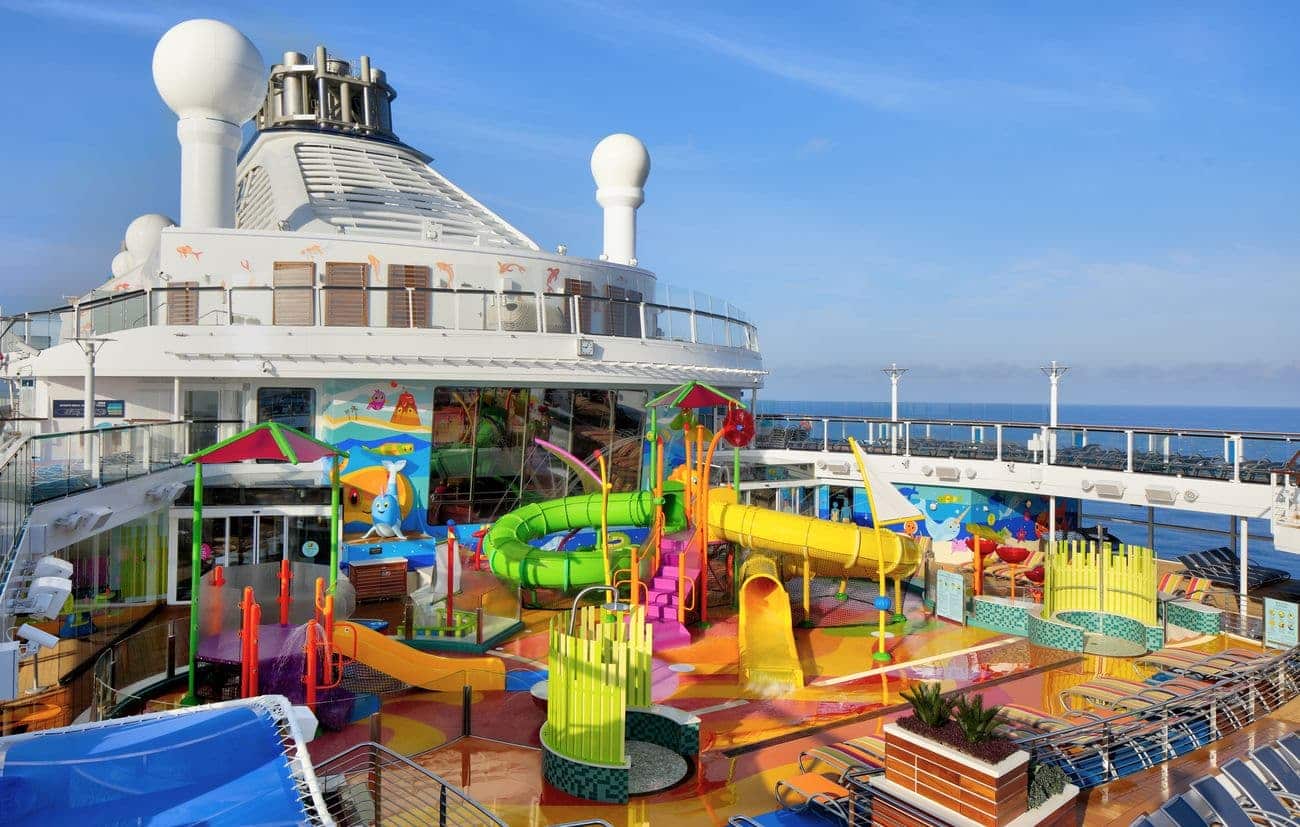Splashaway Bay water play area on Spectrum of the Seas with colorful slides and splash zones