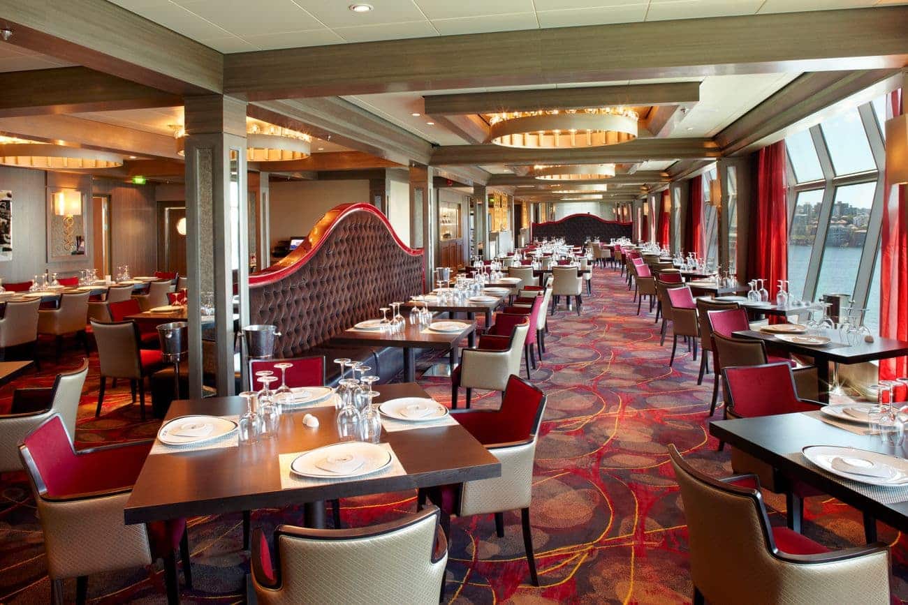 Chops Grille steakhouse on Voyager of the Seas with elegant dining tables
