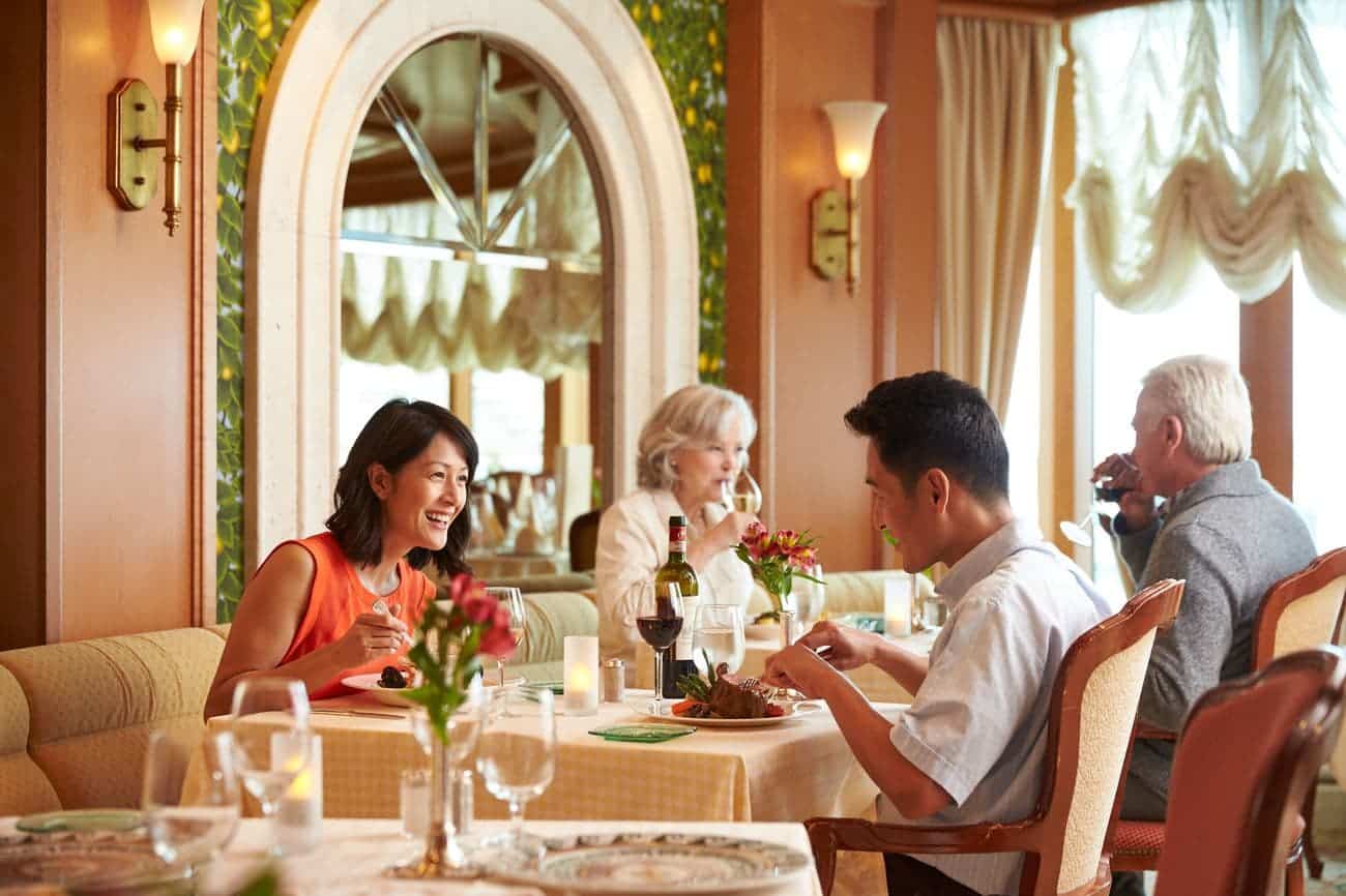 Guests enjoying dinner at Sabatini’s Italian Trattoria on Crown Princess