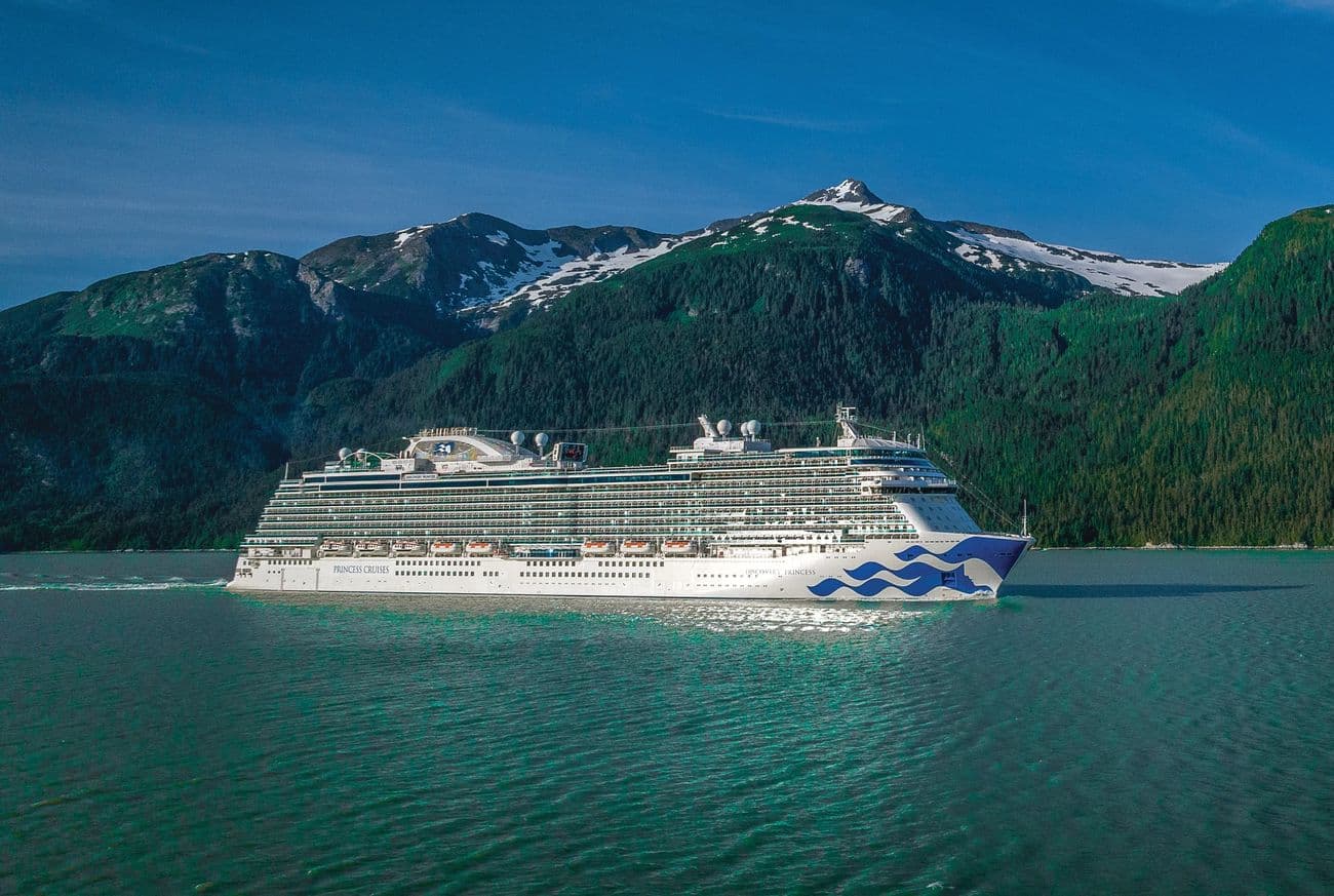 Discovery Princess cruising past the mountains near Haines, Alaska
