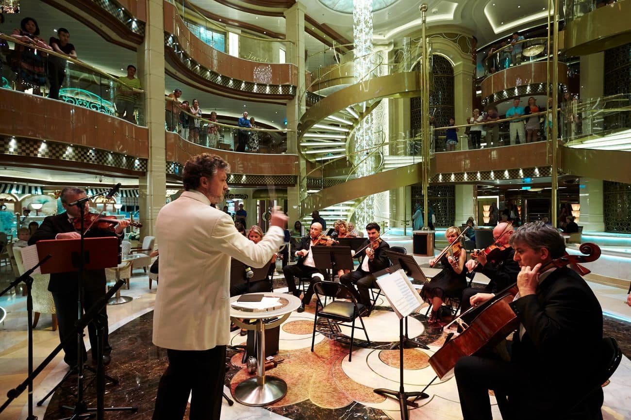 Live string orchestra performing in the Regal Princess atrium