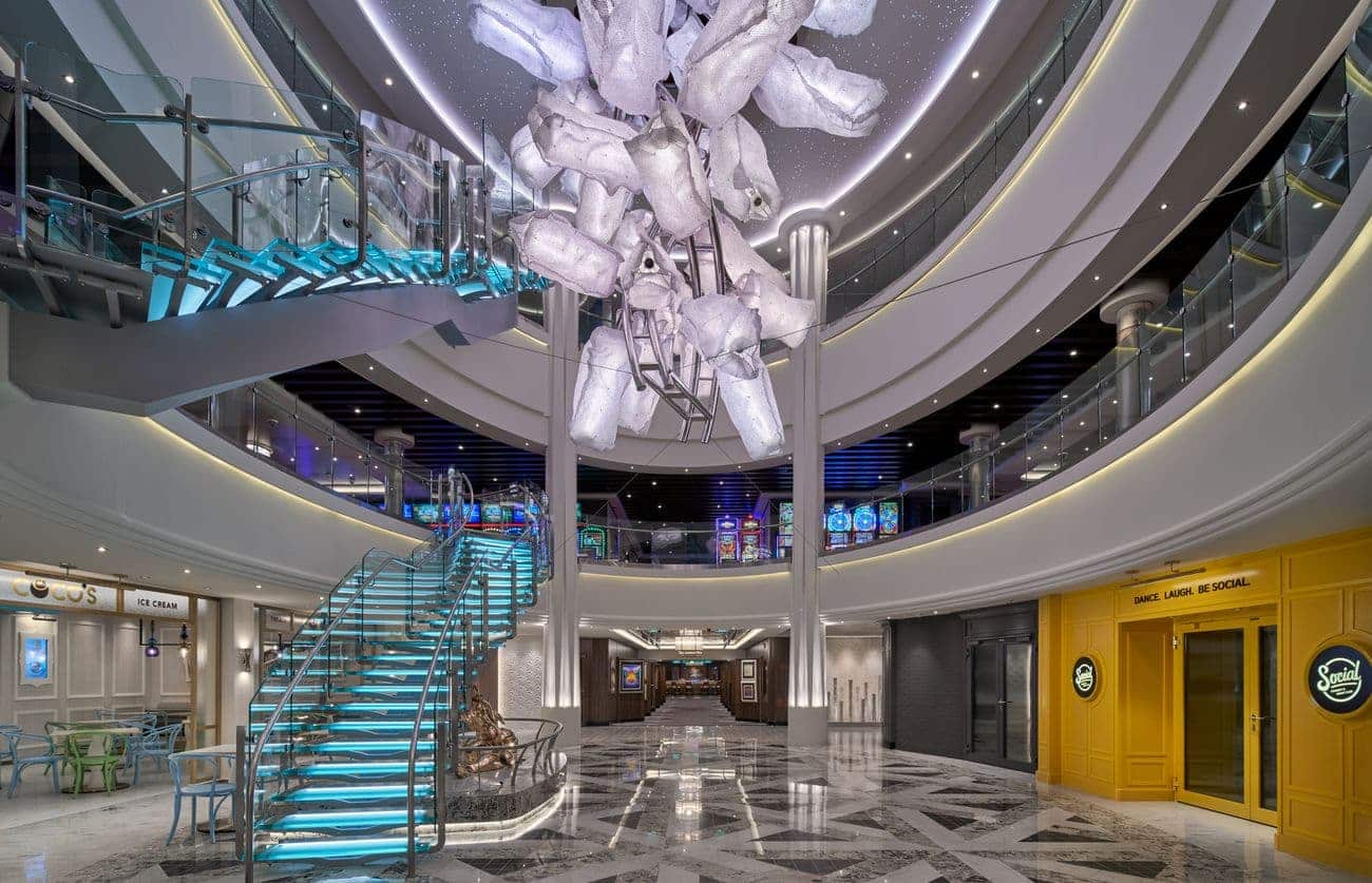 Ocean Place atrium with grand staircase and modern lighting