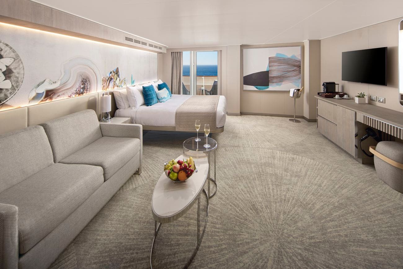 Family suite bedroom and living area with balcony