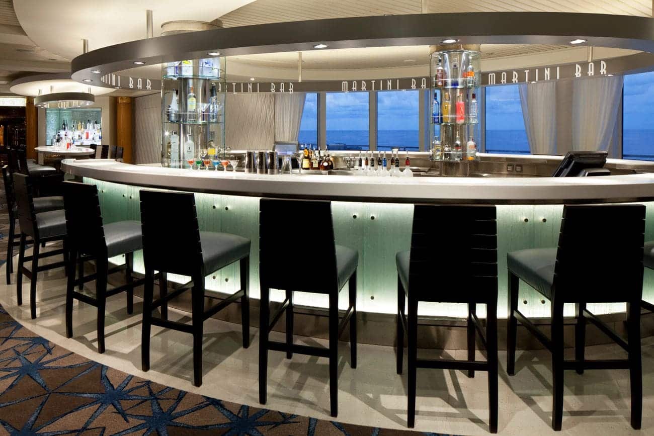 Martini Bar with illuminated counter and ocean views