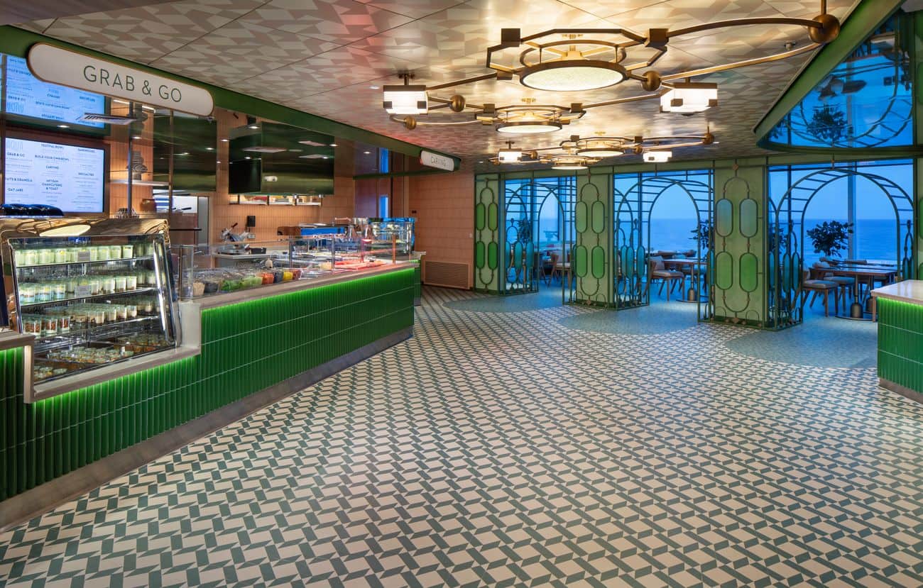 Celebrity Xcel casual café with ocean-facing windows