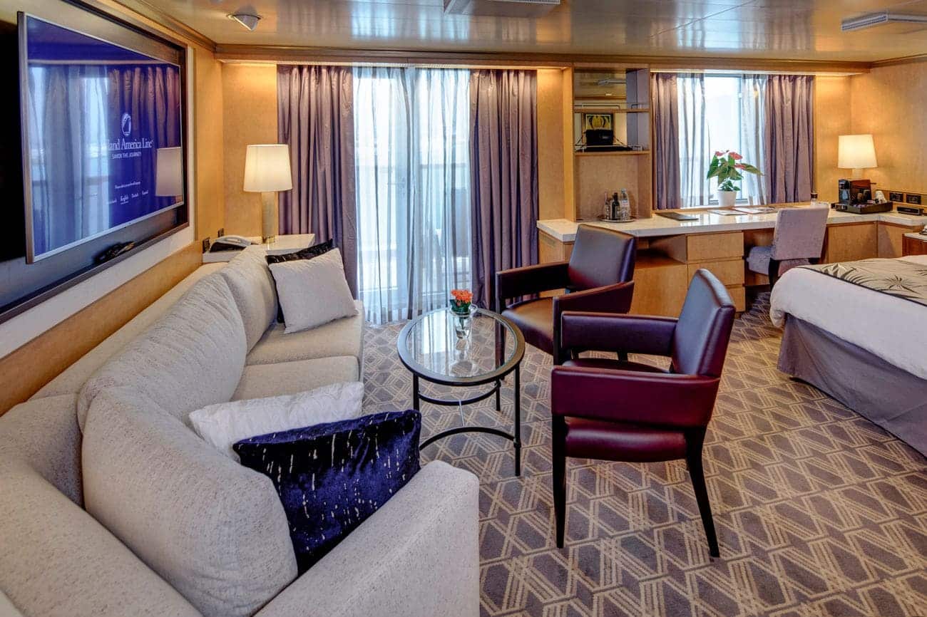 Neptune Suite living area with balcony access