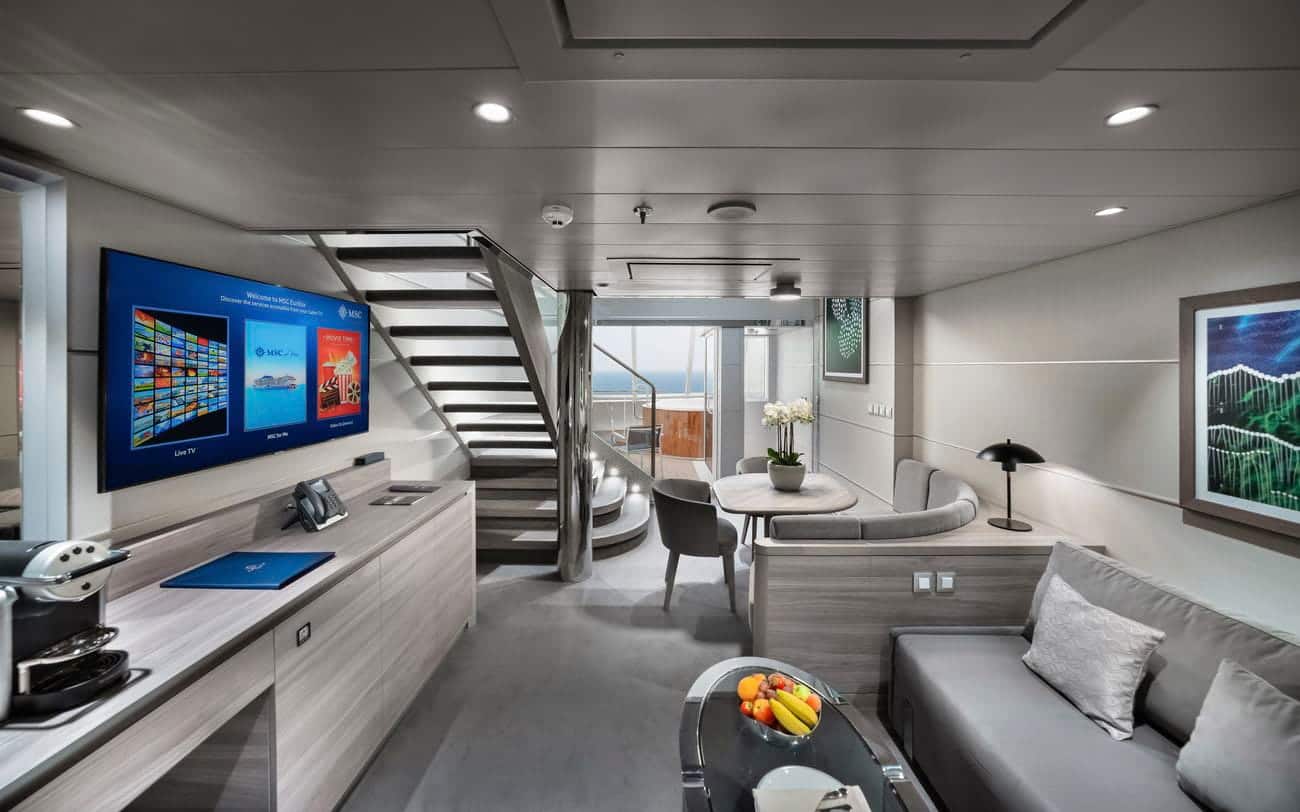 MSC Euribia Yacht Club duplex suite interior