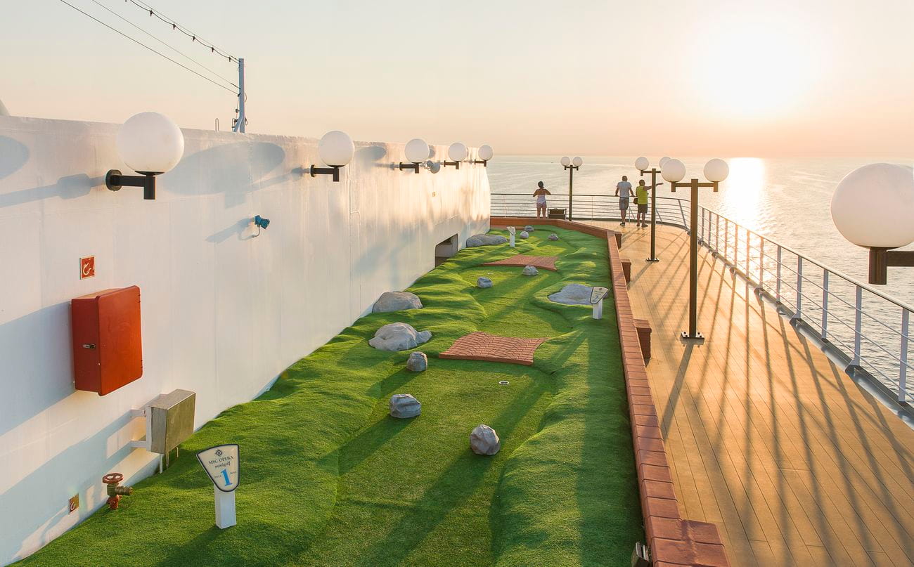 Outdoor mini golf course at sea