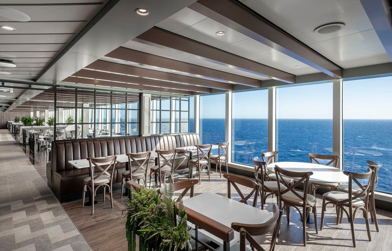 MSC Seascape Marketplace Buffet panoramic oceanview seating