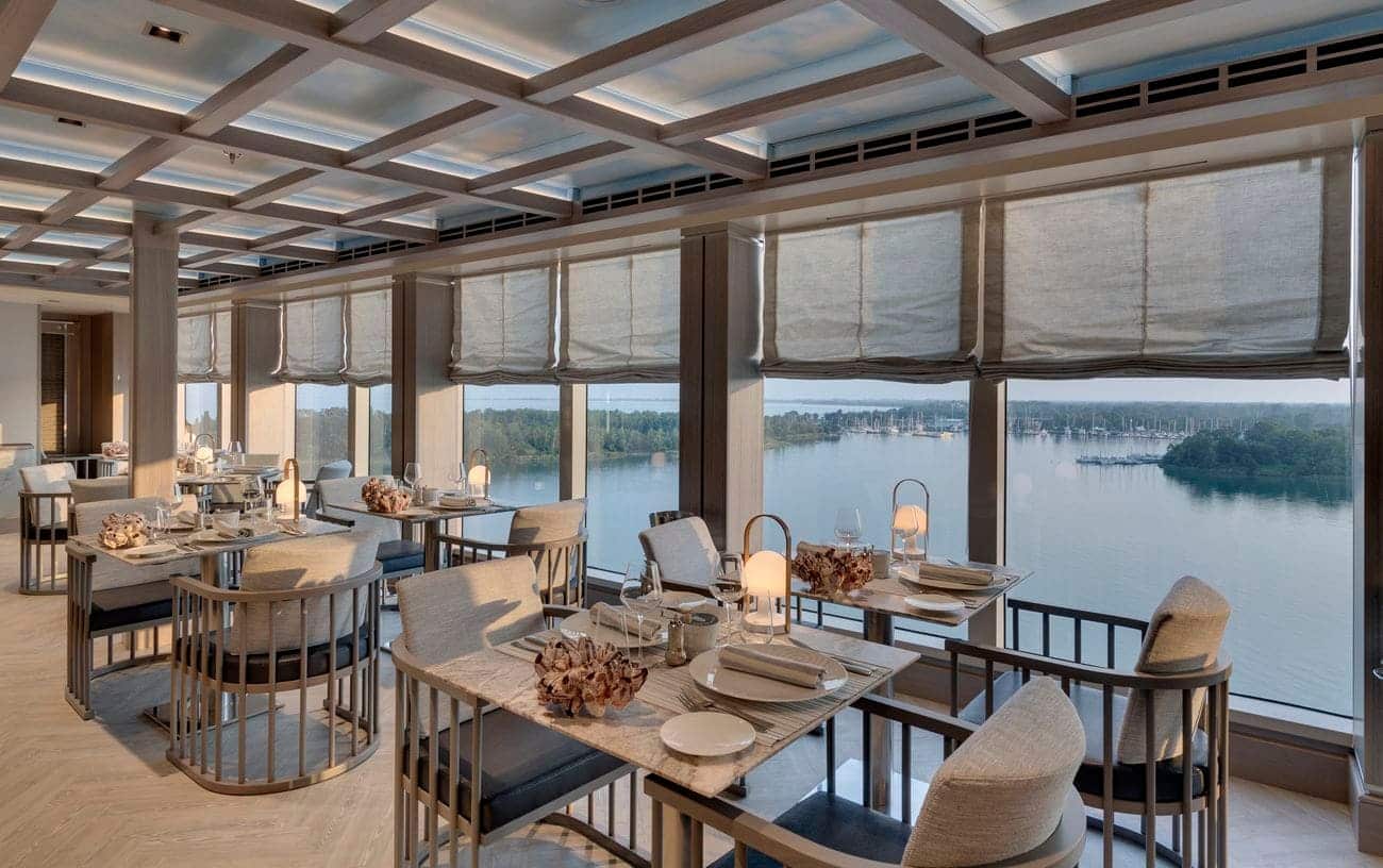 Ocean Cay seafood restaurant with panoramic windows