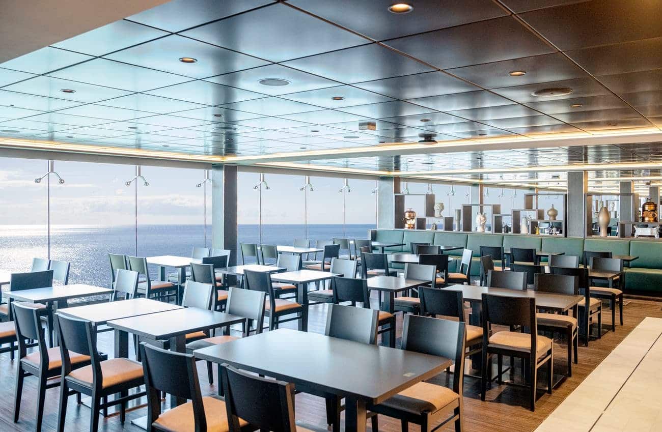 Sea Pavilion restaurant with oceanview dining tables