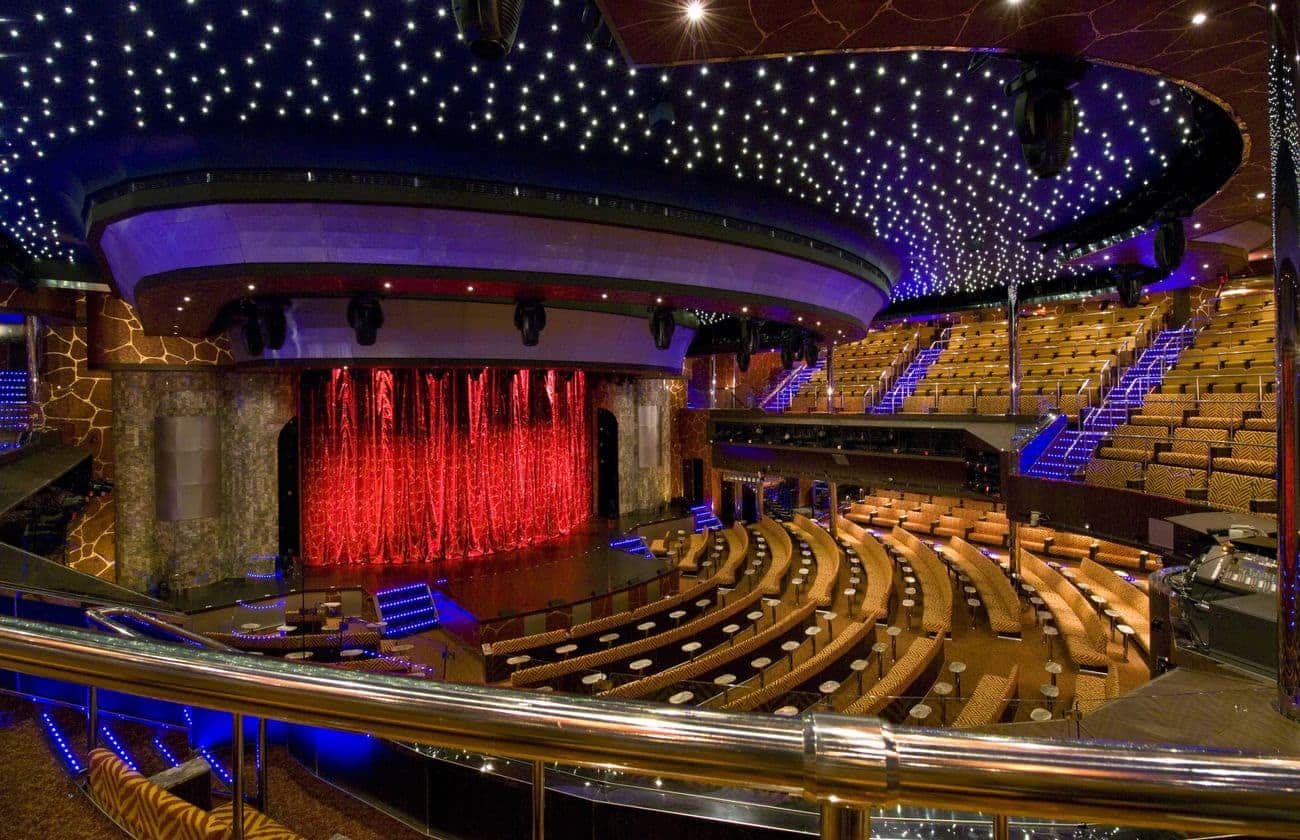 Encore Theater entertainment venue aboard Carnival Dream with tiered seating