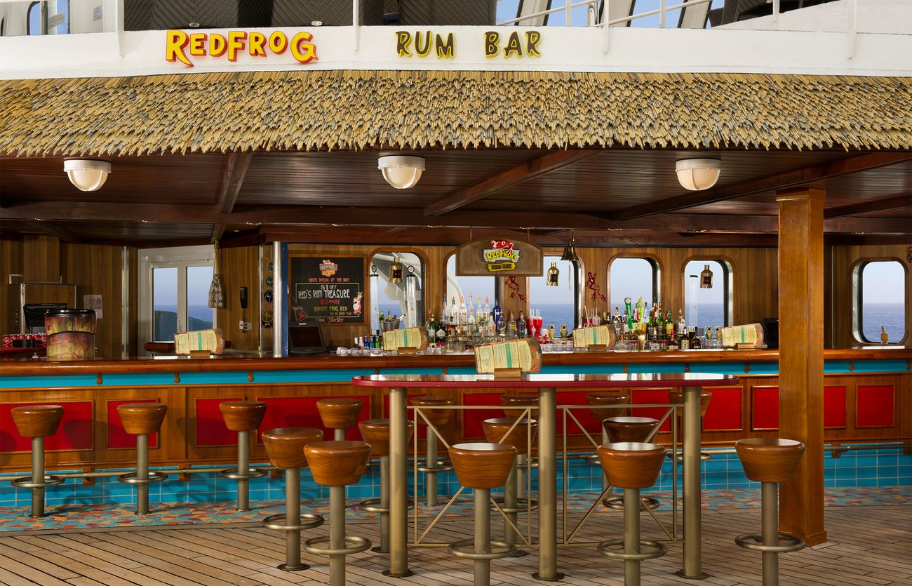 Carnival Paradise RedFrog Rum Bar on the outdoor pool deck