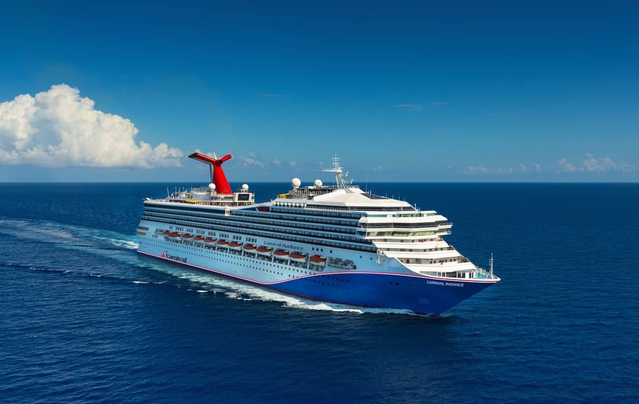 Carnival Radiance aerial view sailing at sea