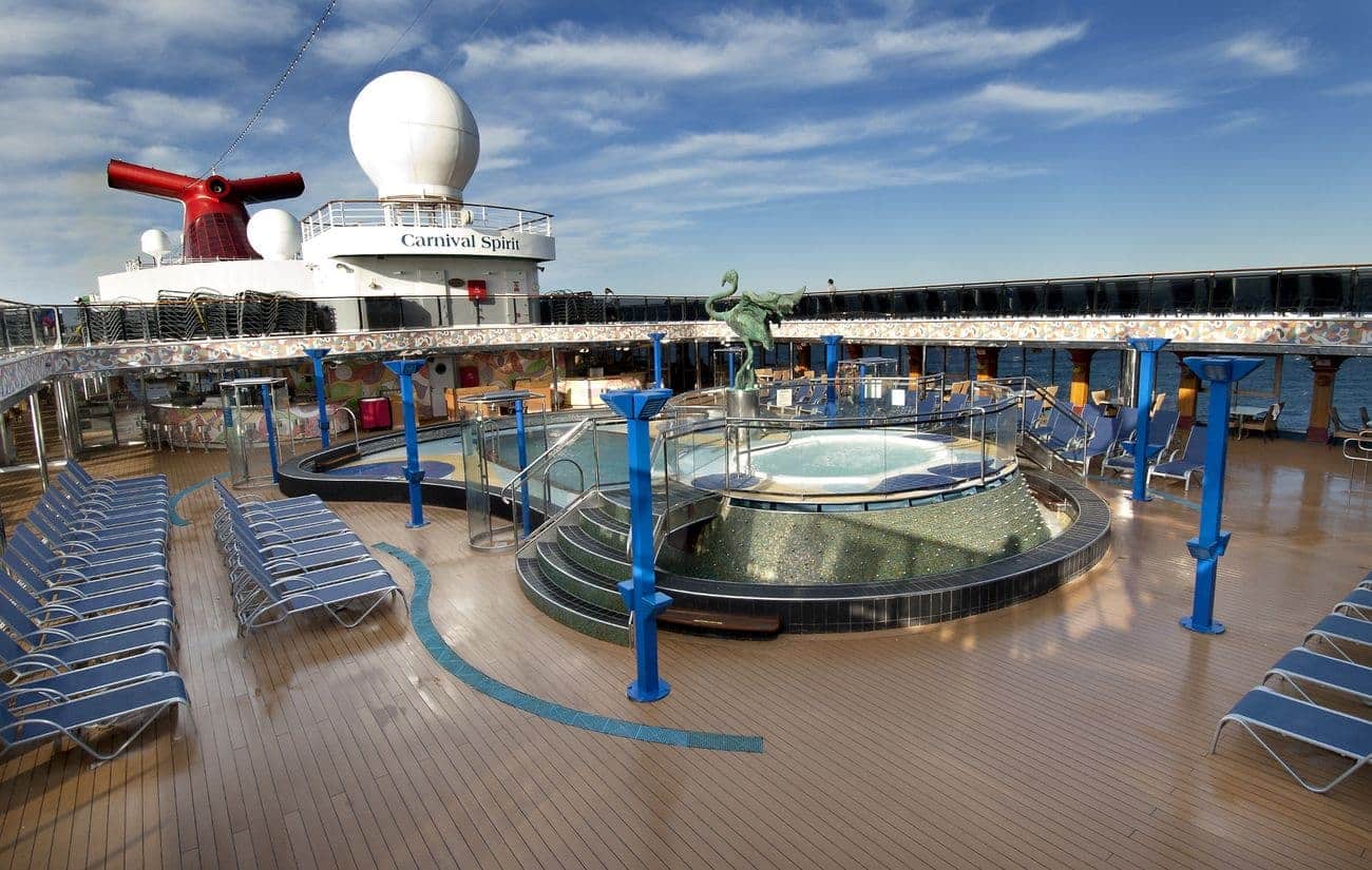 Carnival Spirit sun deck pool and whirlpools