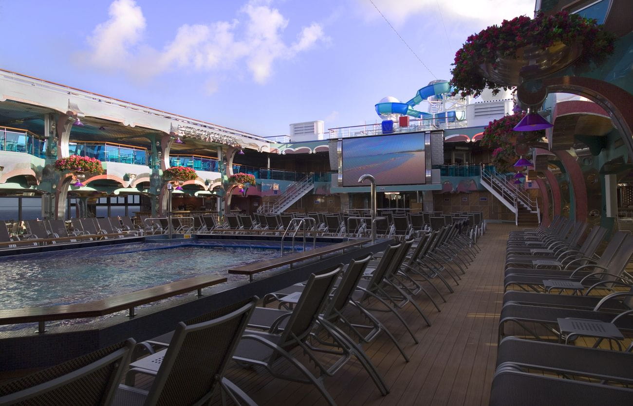 Carnival Splendor midship pool deck with big screen
