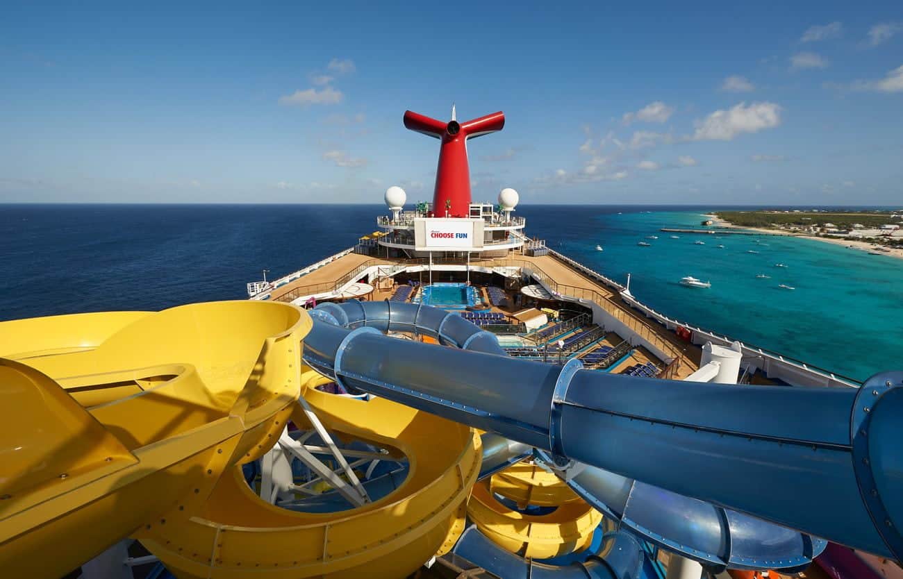 WaterWorks slides overlooking the sea and upper deck