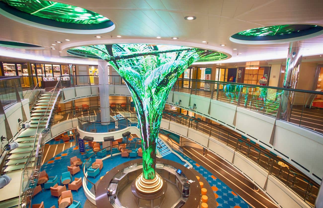 Carnival Vista atrium with towering LED centerpiece