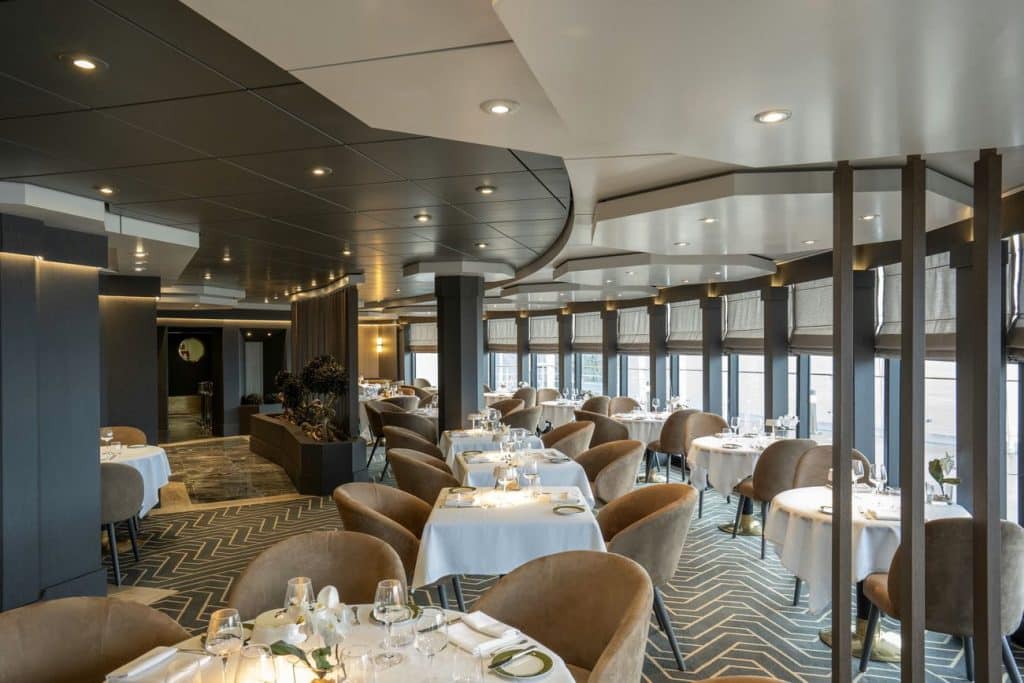 Elegant dining room showcasing MSC Yacht Club upgrades aboard MSC Splendida