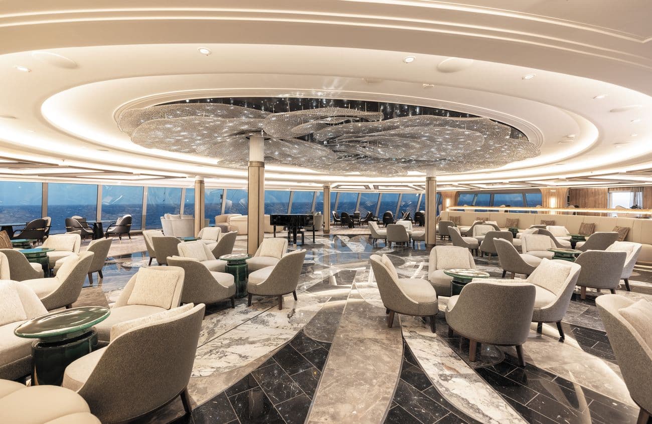Observation Lounge with panoramic ocean views aboard Seven Seas Grandeur
