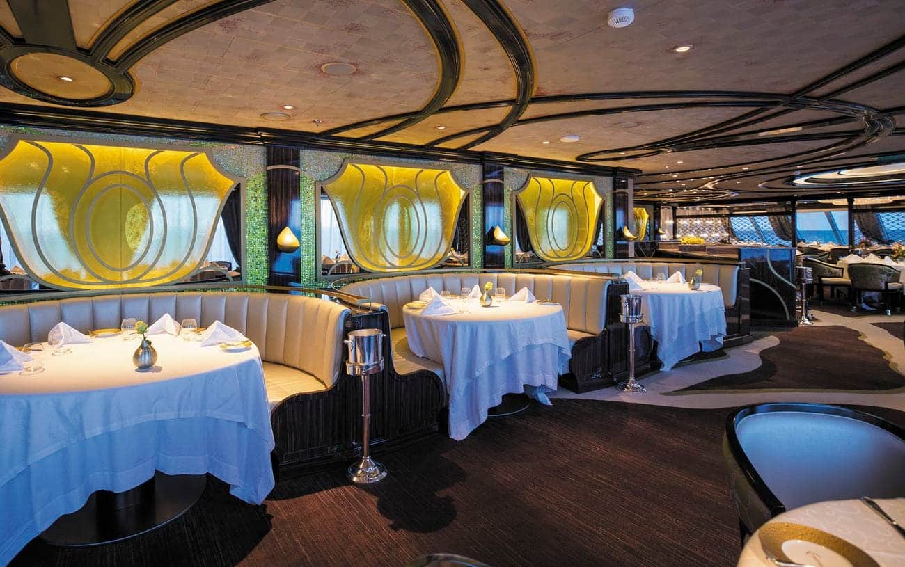 Chartreuse specialty restaurant interior with elegant booth seating