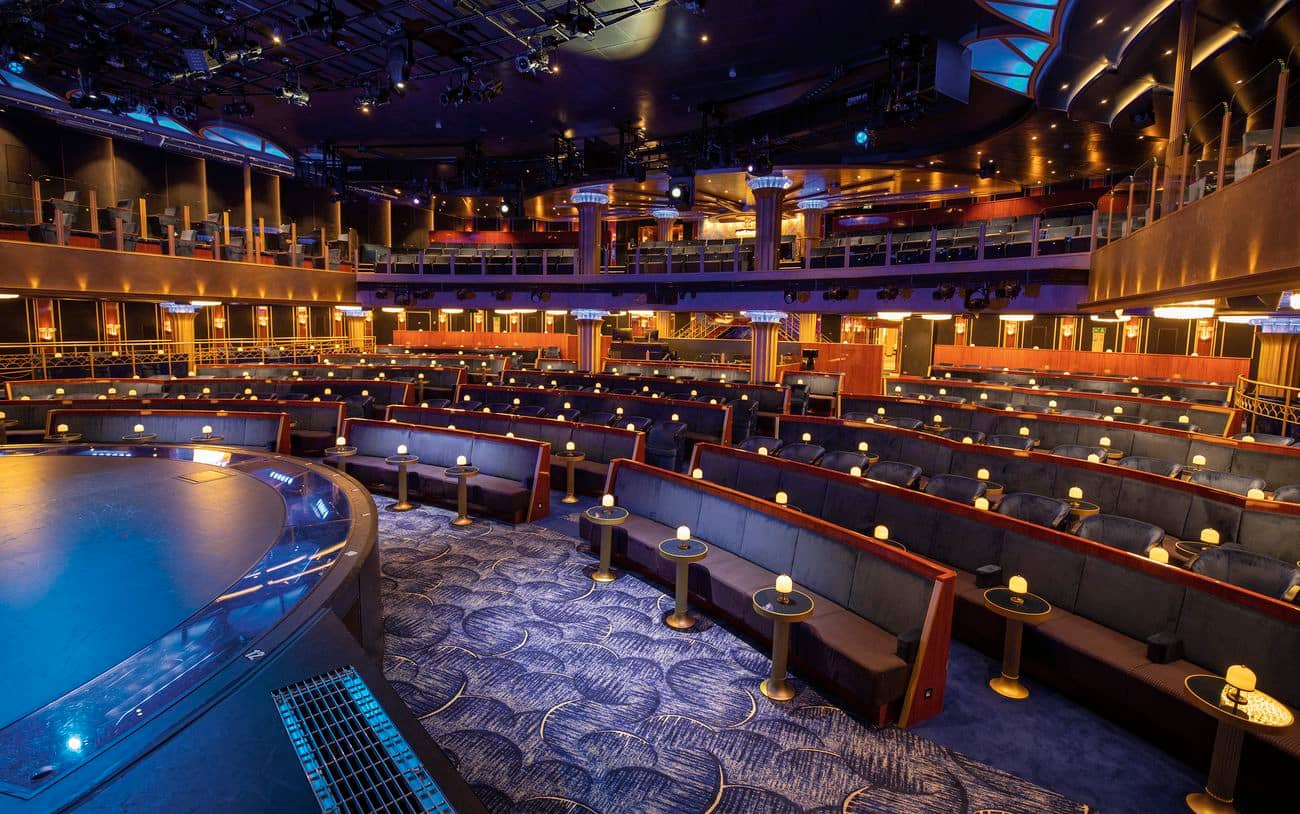 Seven Seas Splendor Constellation Theater with tiered seating and stage