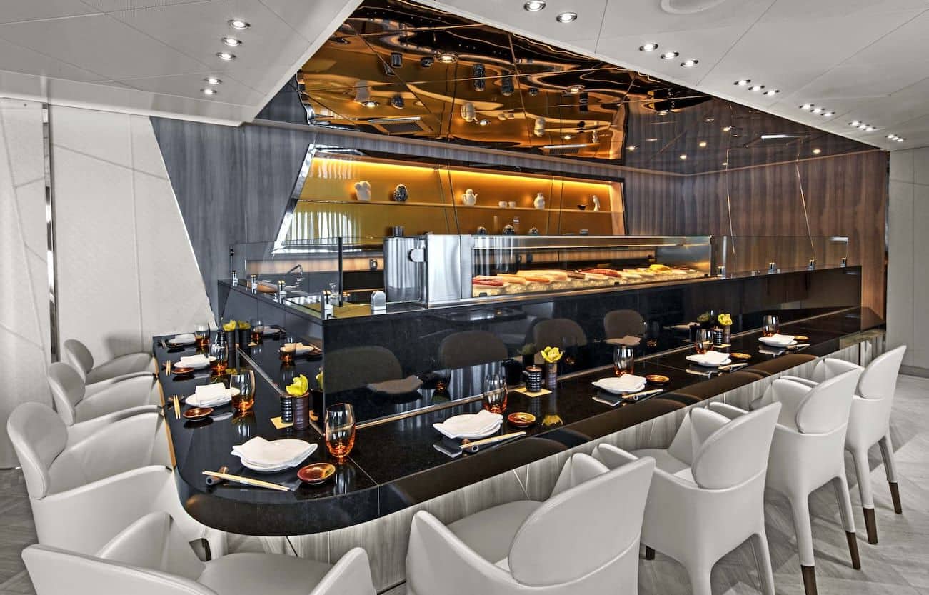 Seabourn Ovation Sushi restaurant with counter seating and open kitchen