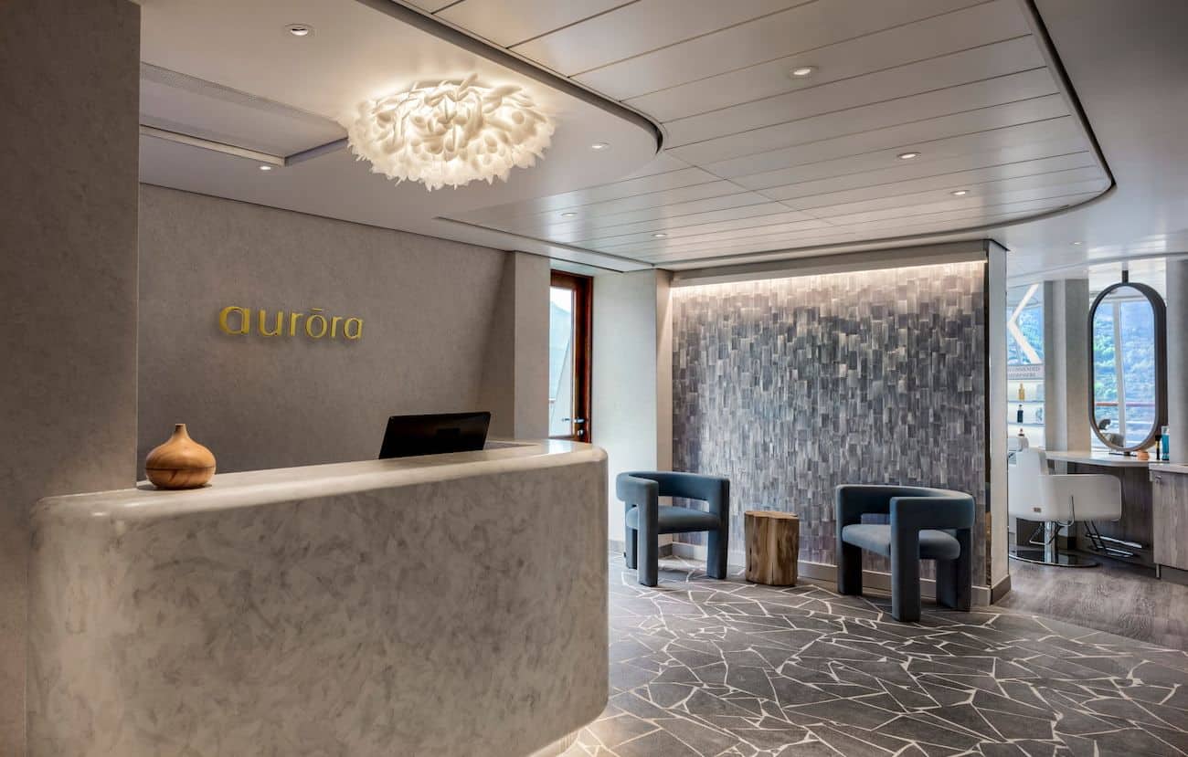 Aurora Spa reception on Crystal Symphony
