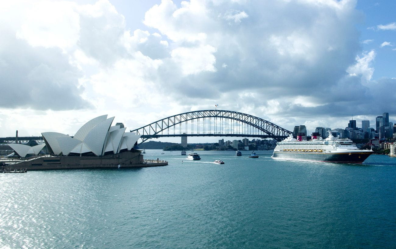 Disney Wonder sailing through Sydney Harbour