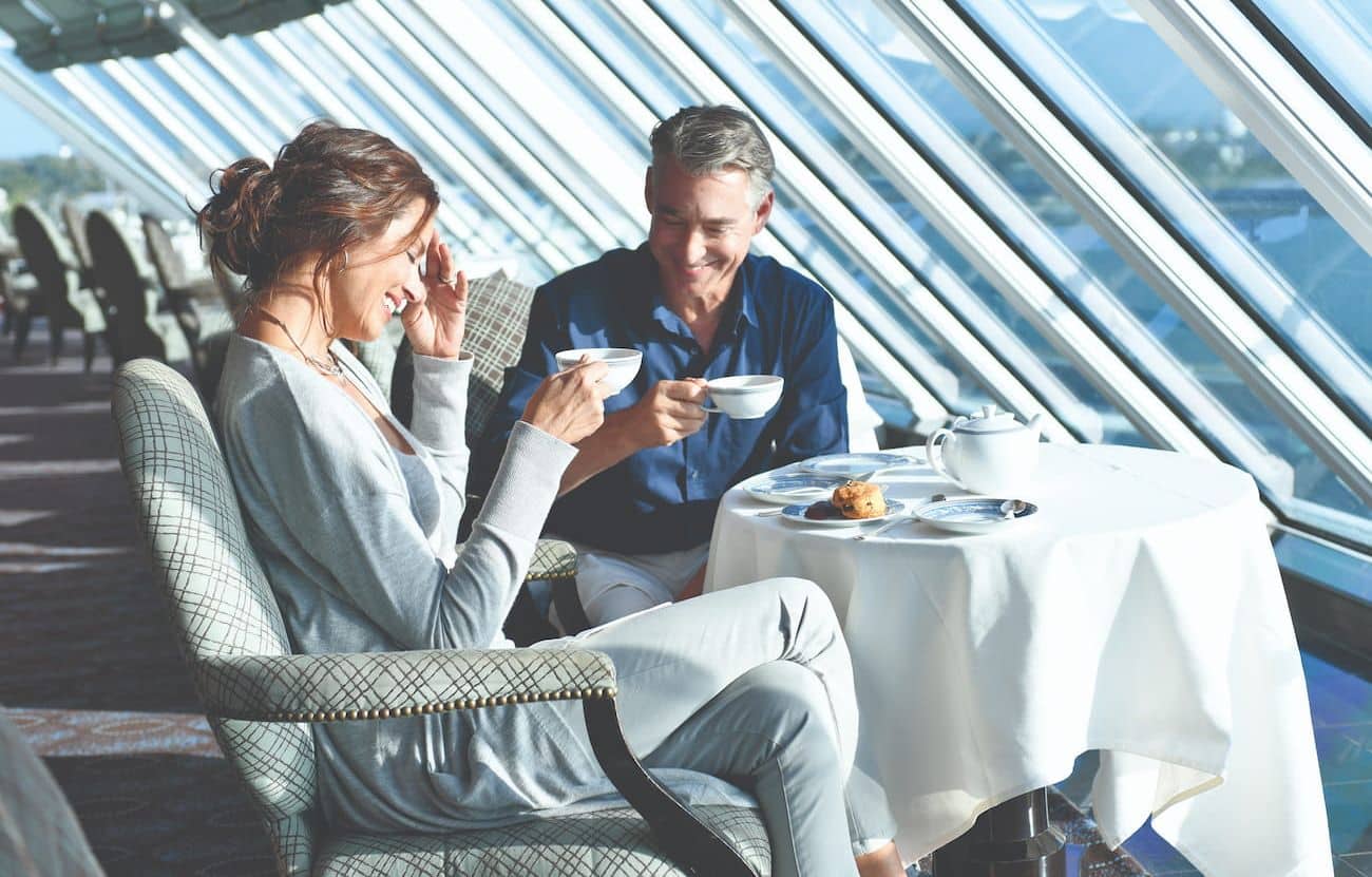 Guests enjoying afternoon tea in Horizons lounge