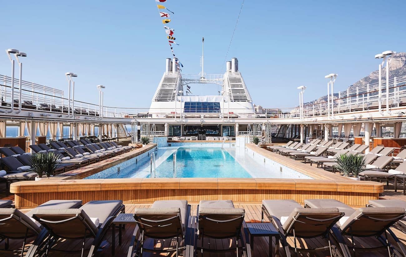 Pool Deck with loungers and forward views