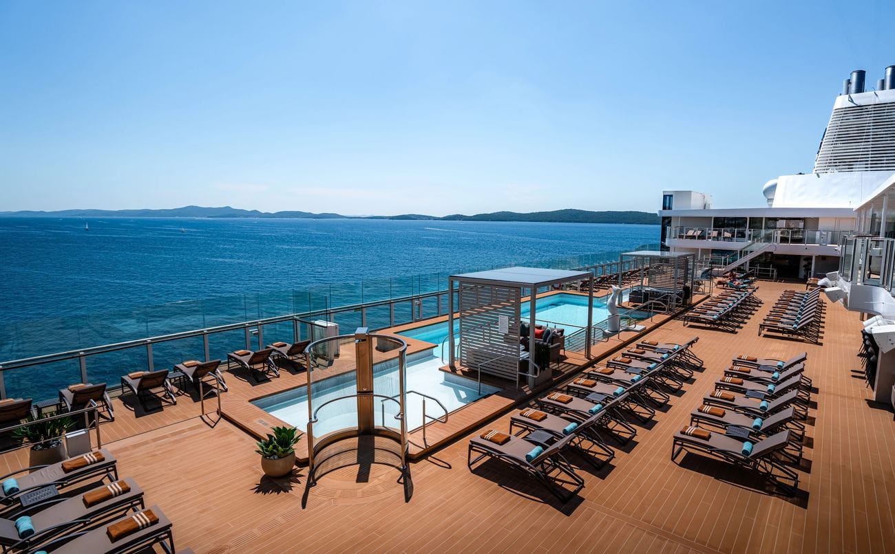 Silver Nova Pool Deck with loungers