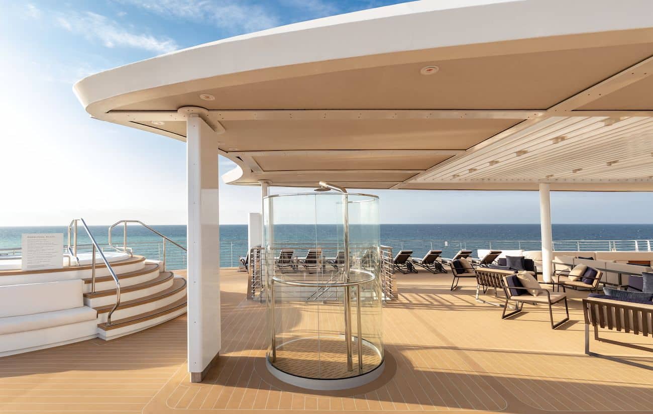 Upper Deck seating beside open sea