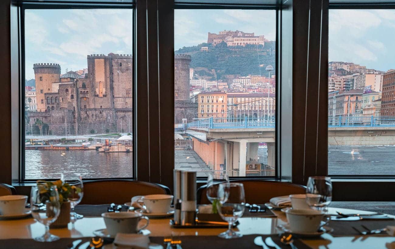 La Terrazza dining room overlooking Naples