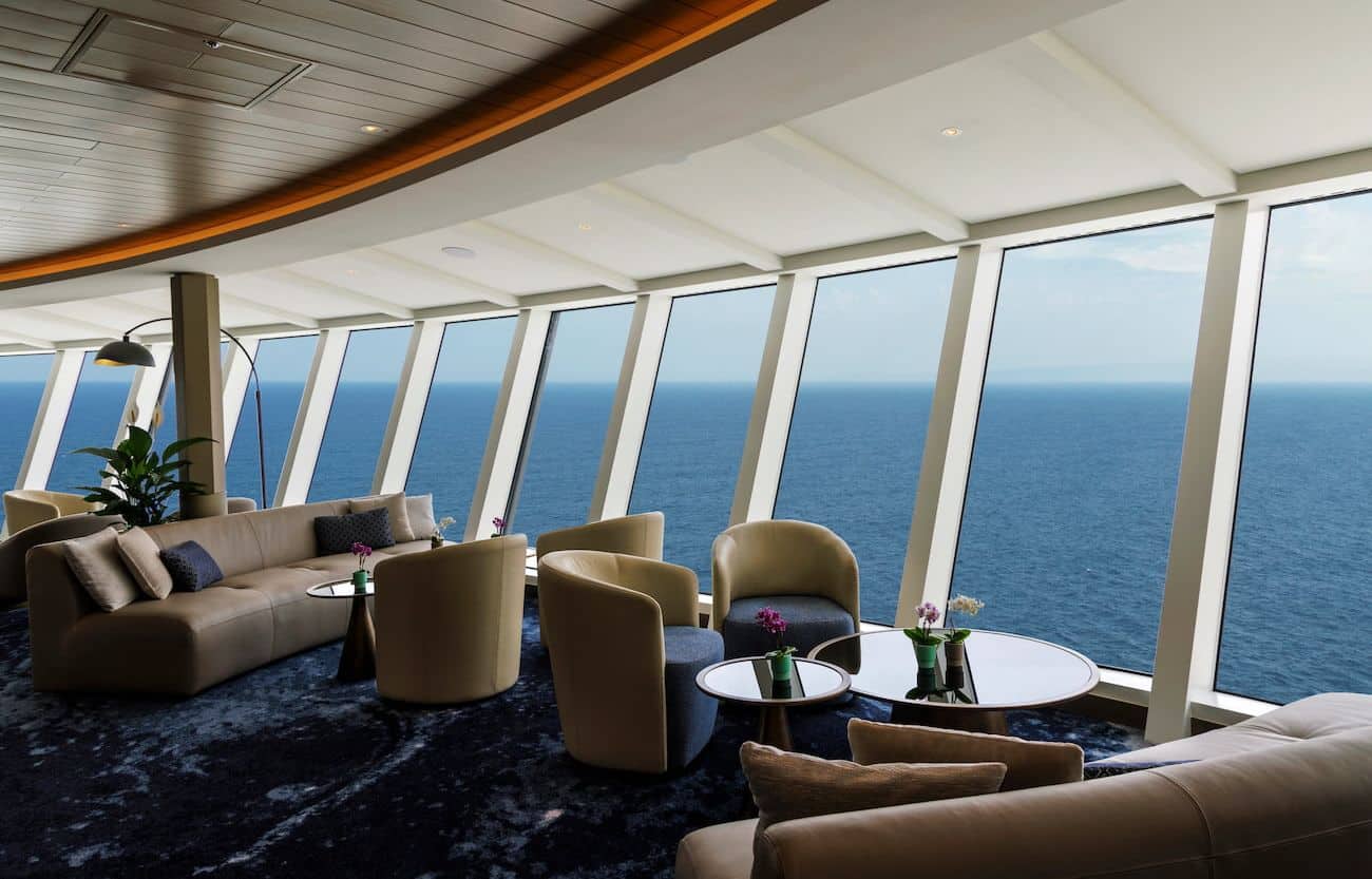 Observation Lounge seating with sea views