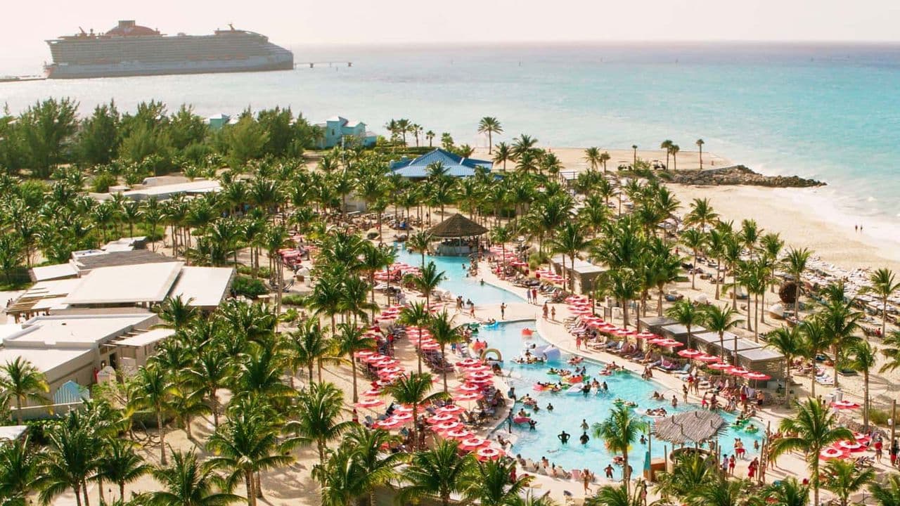 Beach Club at Bimini with pool and palms