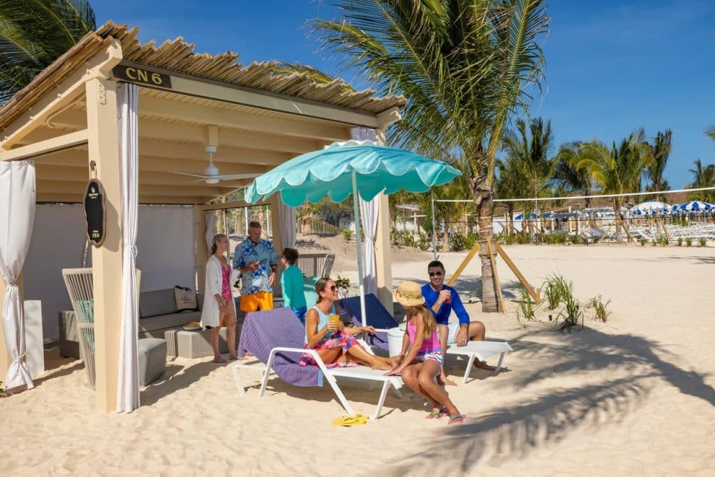 Guests relaxing by new cabanas at RelaxAway