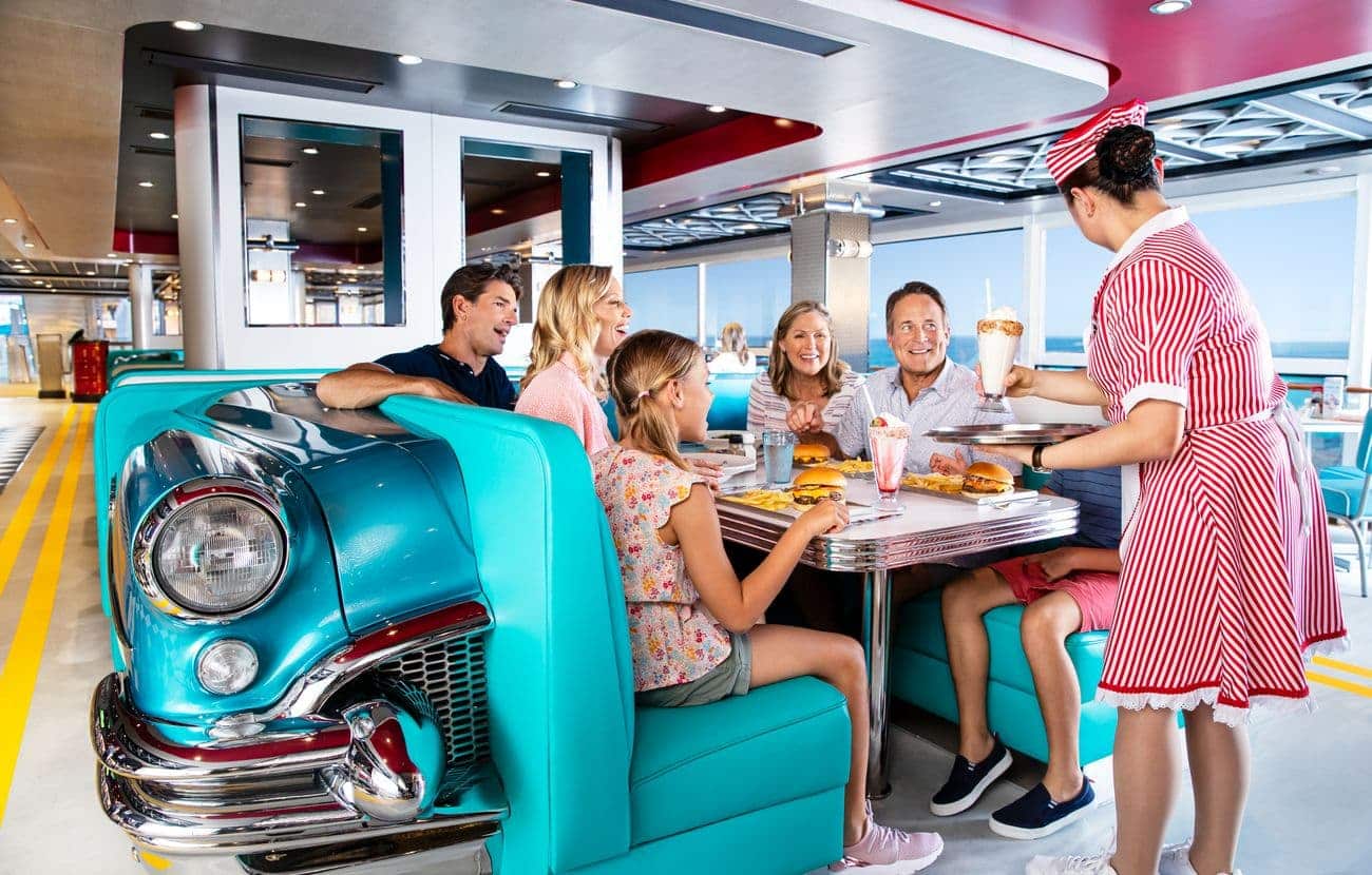 Family dining at American Diner on Norwegian Encore