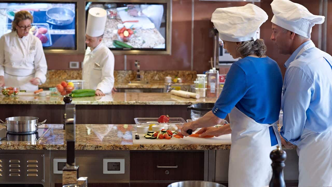 Guests joining a Culinary Center cooking class