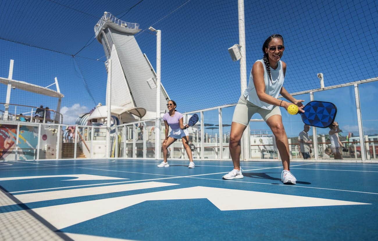 Royal Caribbean International guests playing pickleball on Oasis of the Seas